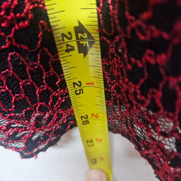 Christopher & Banks Red and Black Lace 3/4 sleeve blouse - Picture 6 of 7